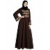 Umbrella abaya with golden embroidery work - Coffee Brown Umbrella abaya with golden embroidery work - Coffee Brown